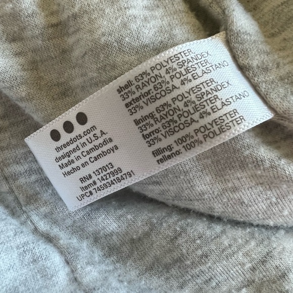 Three Dots Large Gray Thick Quilted Jacket Minimalist Neutral Cozy - Picture 9 of 10